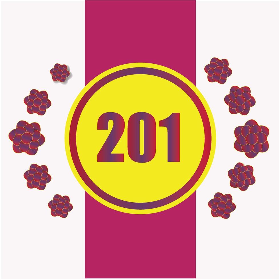 Flower design and number 201 red background color 27132637 Vector Art
