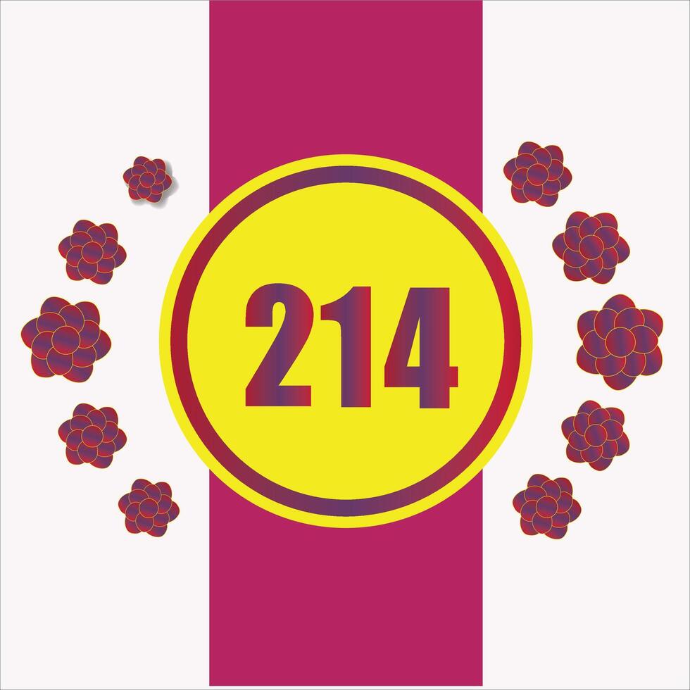Flower design and number 214 red background color 27132671 Vector Art