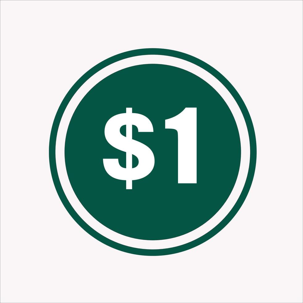 1 dollar price symbol background Illustration. Number with dollar sign