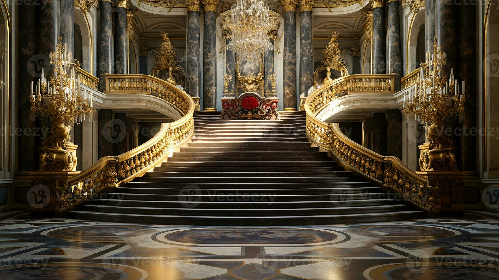 foto de el habitación presentando el interior diseño de el palacio de versalles, Francia. generativo ai