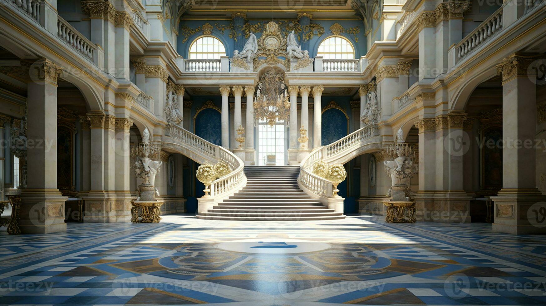 foto de el habitación presentando el interior diseño de el palacio de versalles, Francia. generativo ai