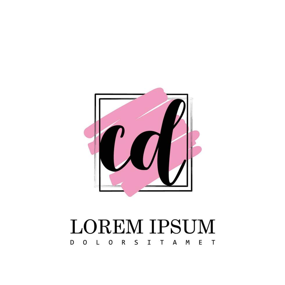 CD Initial Letter handwriting logo with square brush template vector