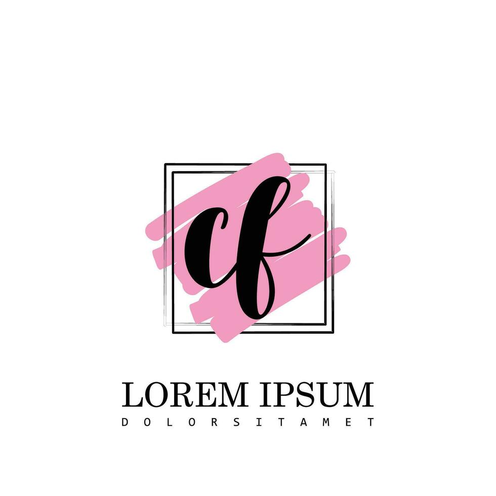 CF Initial Letter handwriting logo with square brush template vector