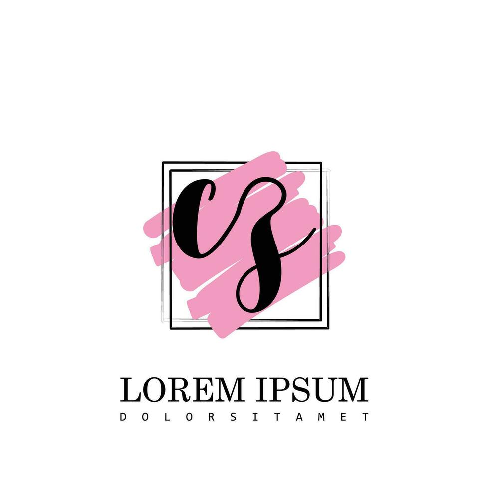 CZ Initial Letter handwriting logo with square brush template vector
