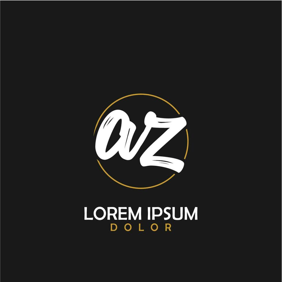AZ Initial Brush In Circle Frame Template Design vector