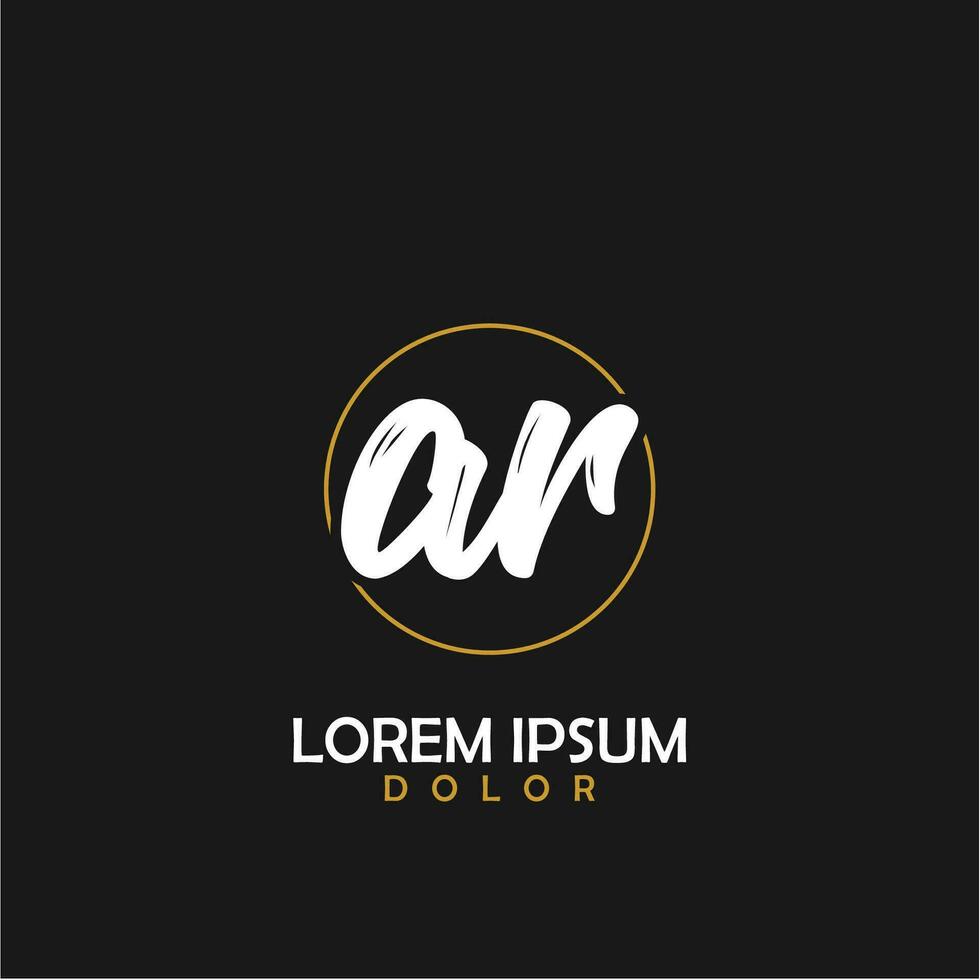 AR Initial Brush In Circle Frame Template Design vector