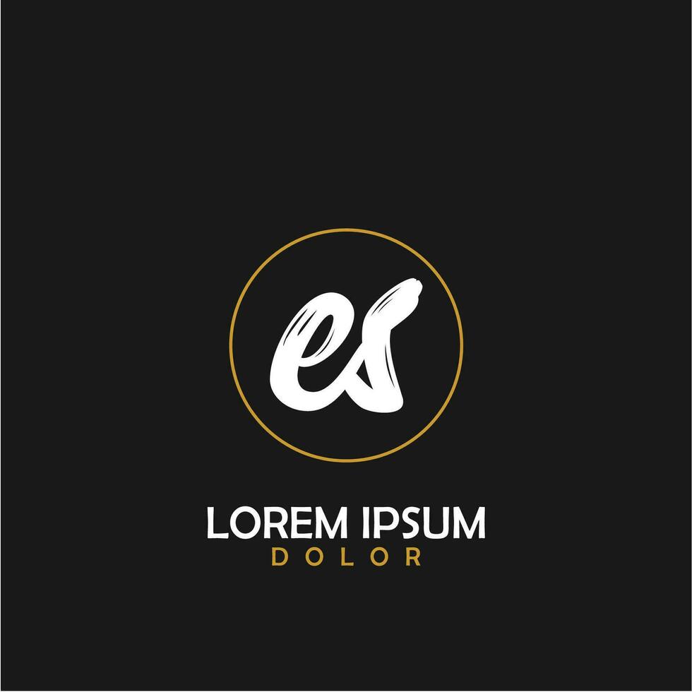 ES Initial Brush In Circle Frame Template Design vector