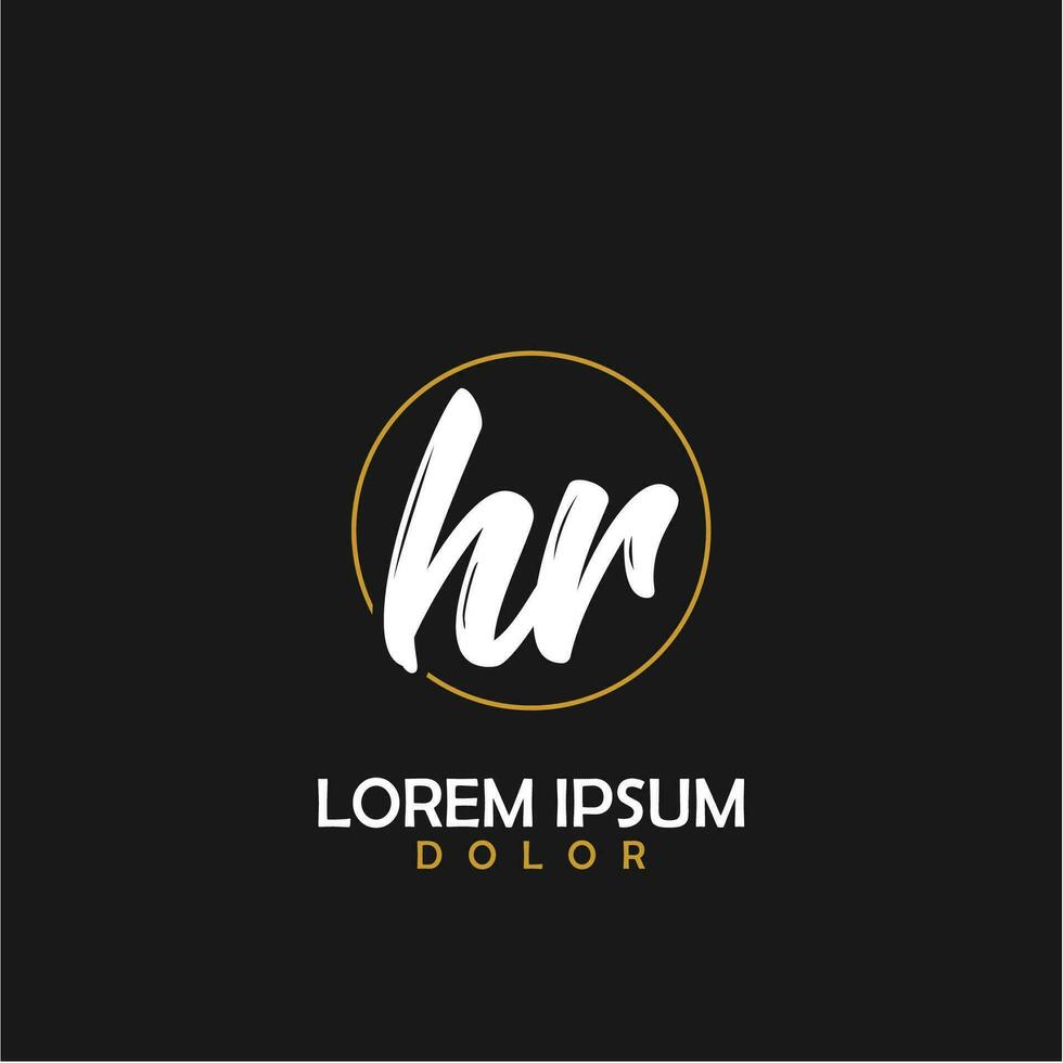 HR Initial Brush In Circle Frame Template Design vector