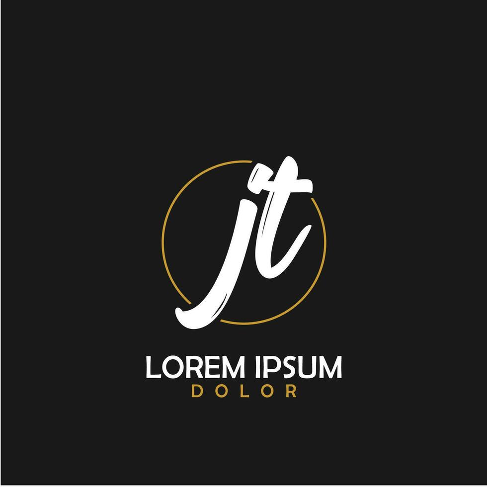 JT Initial Brush In Circle Frame Template Design vector