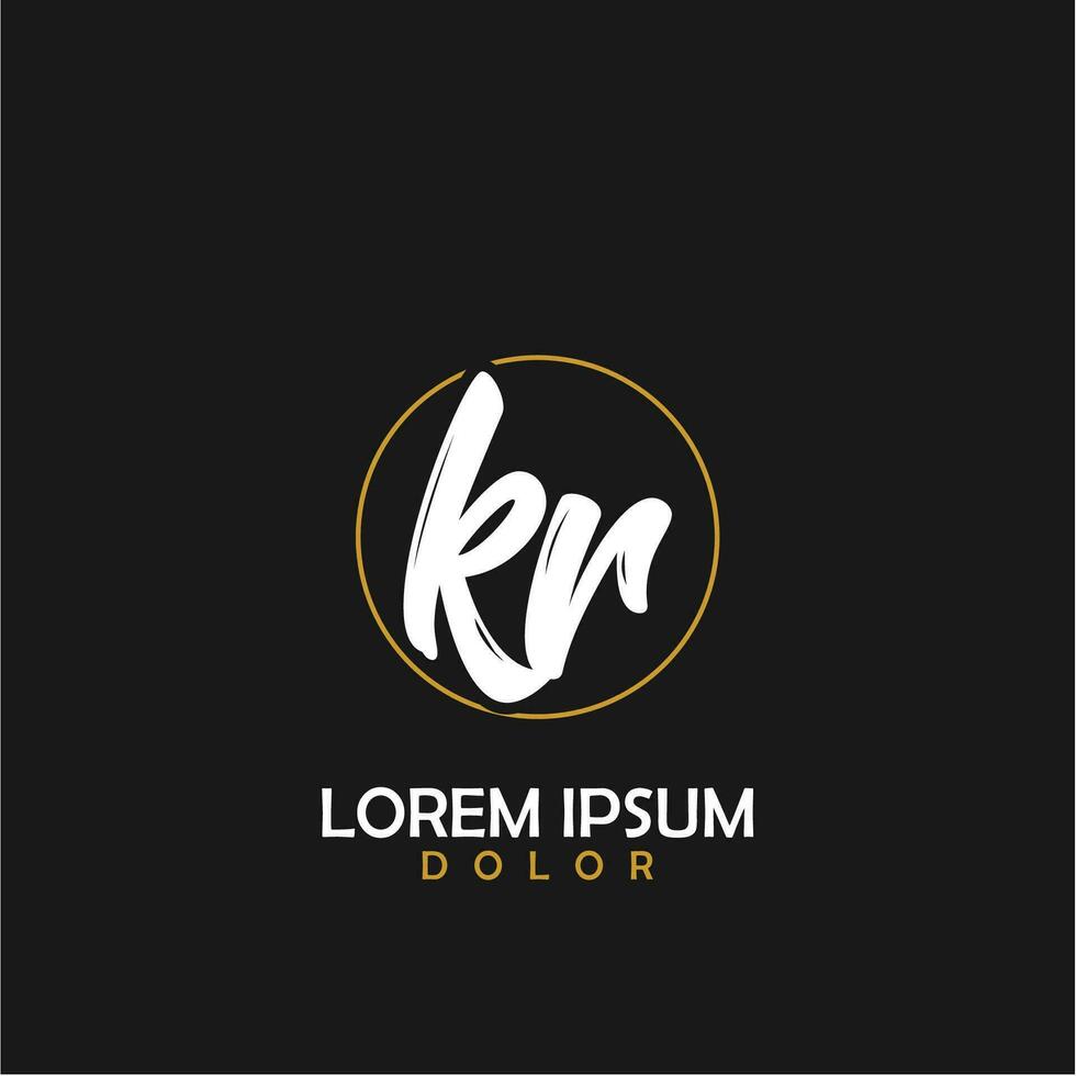 KR Initial Brush In Circle Frame Template Design vector