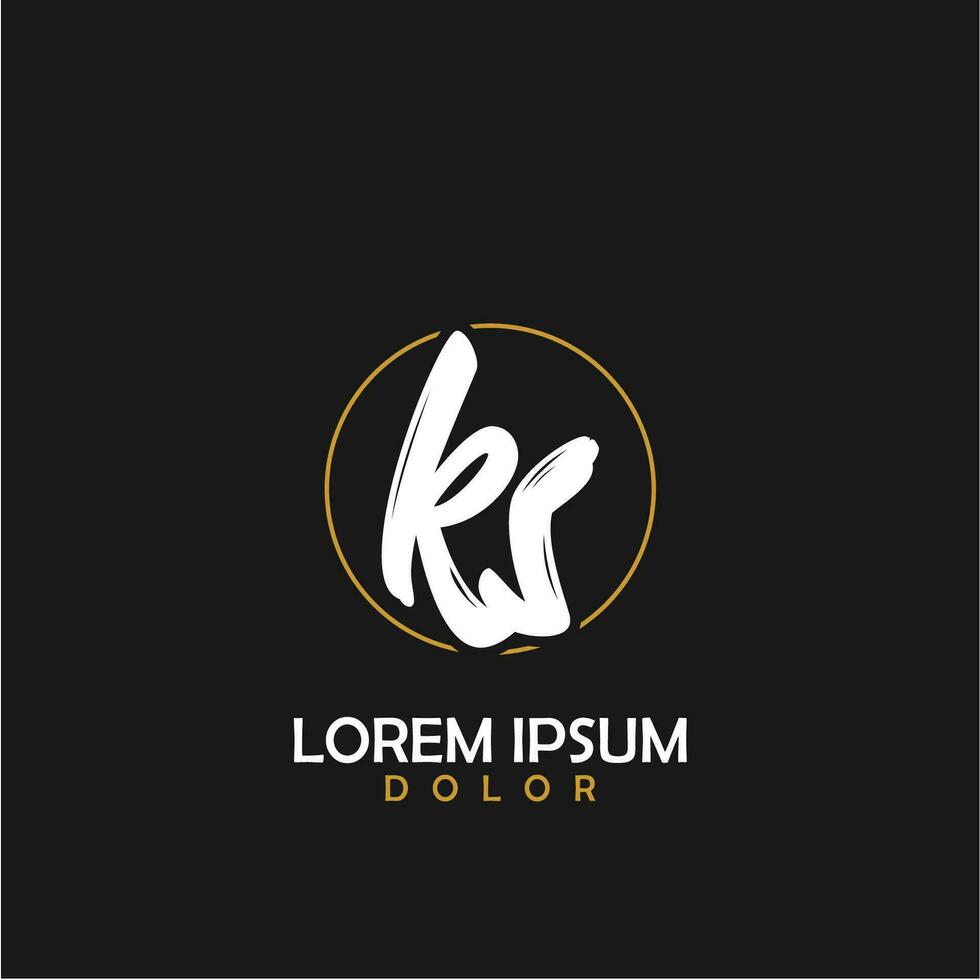 KS Initial Brush In Circle Frame Template Design vector