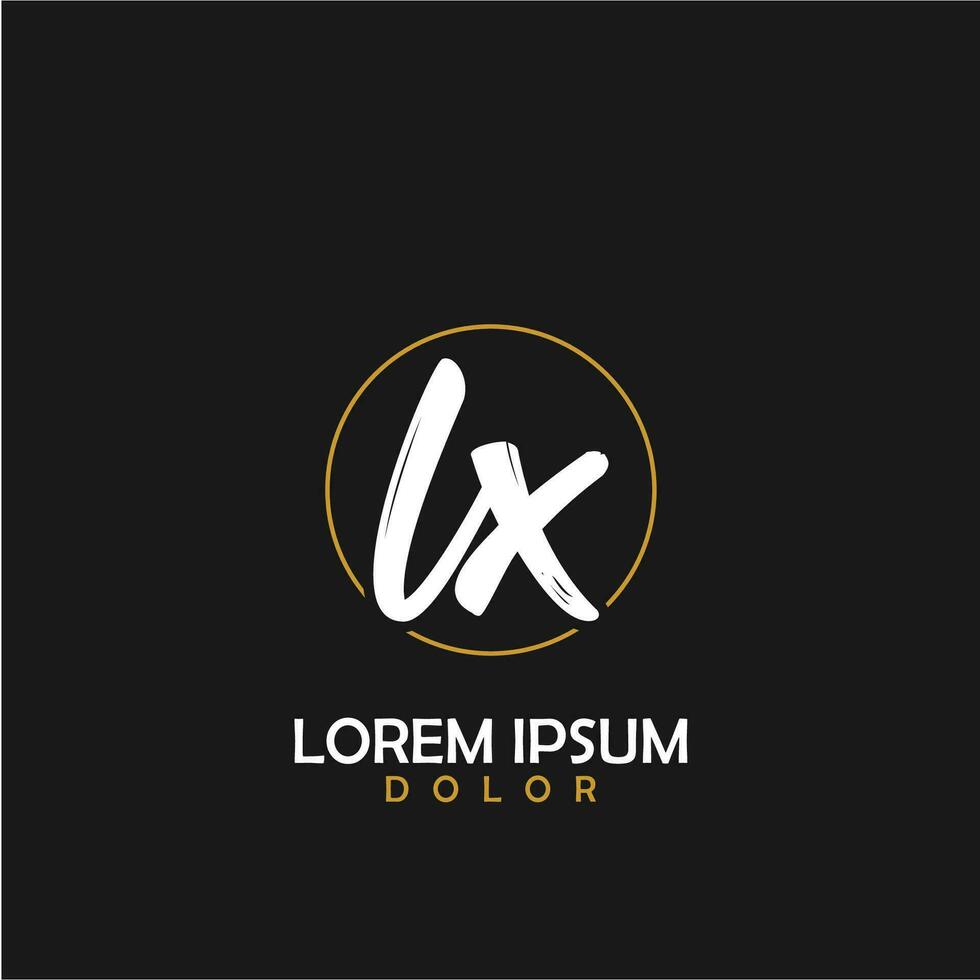 LX Initial Brush In Circle Frame Template Design vector