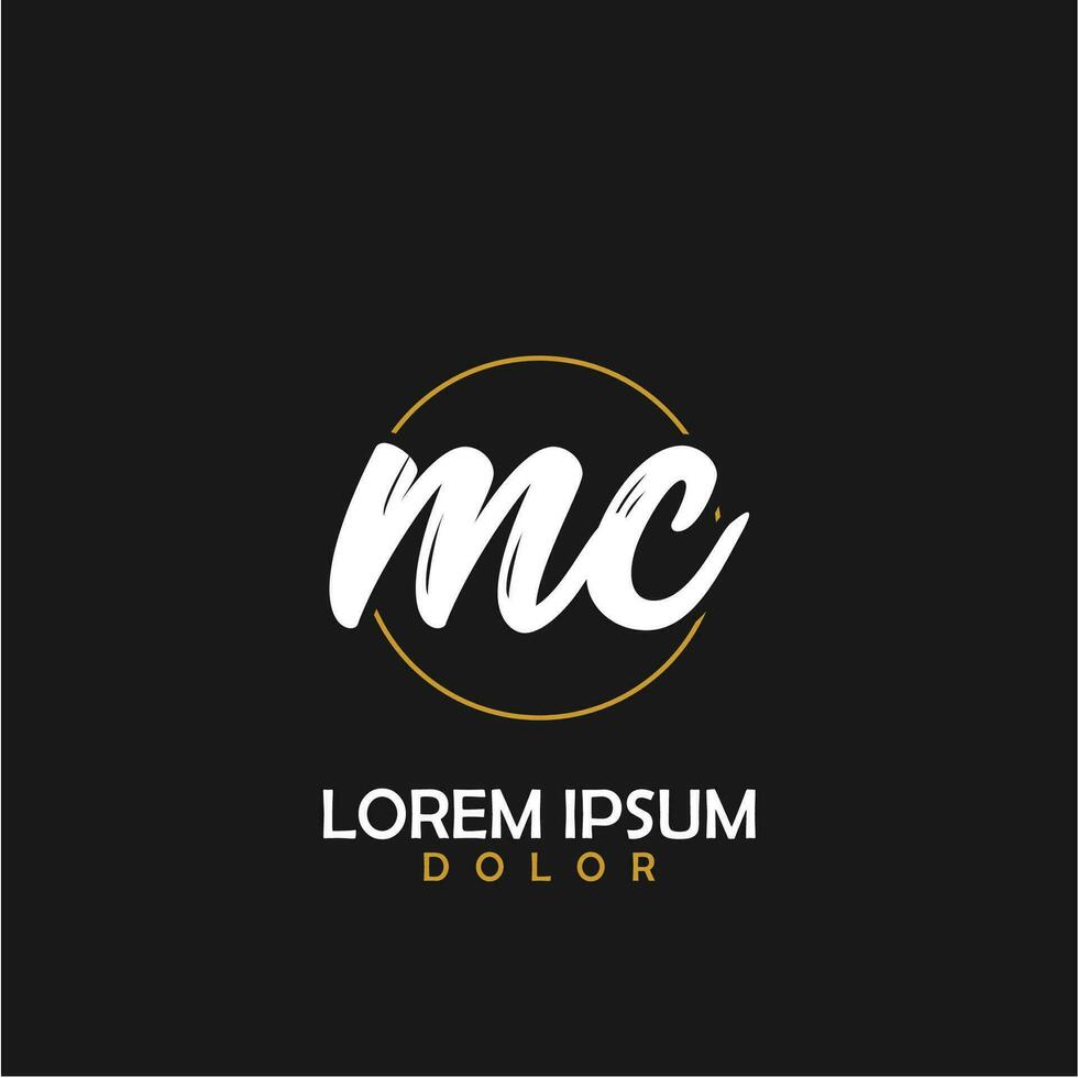 MC Initial Brush In Circle Frame Template Design vector