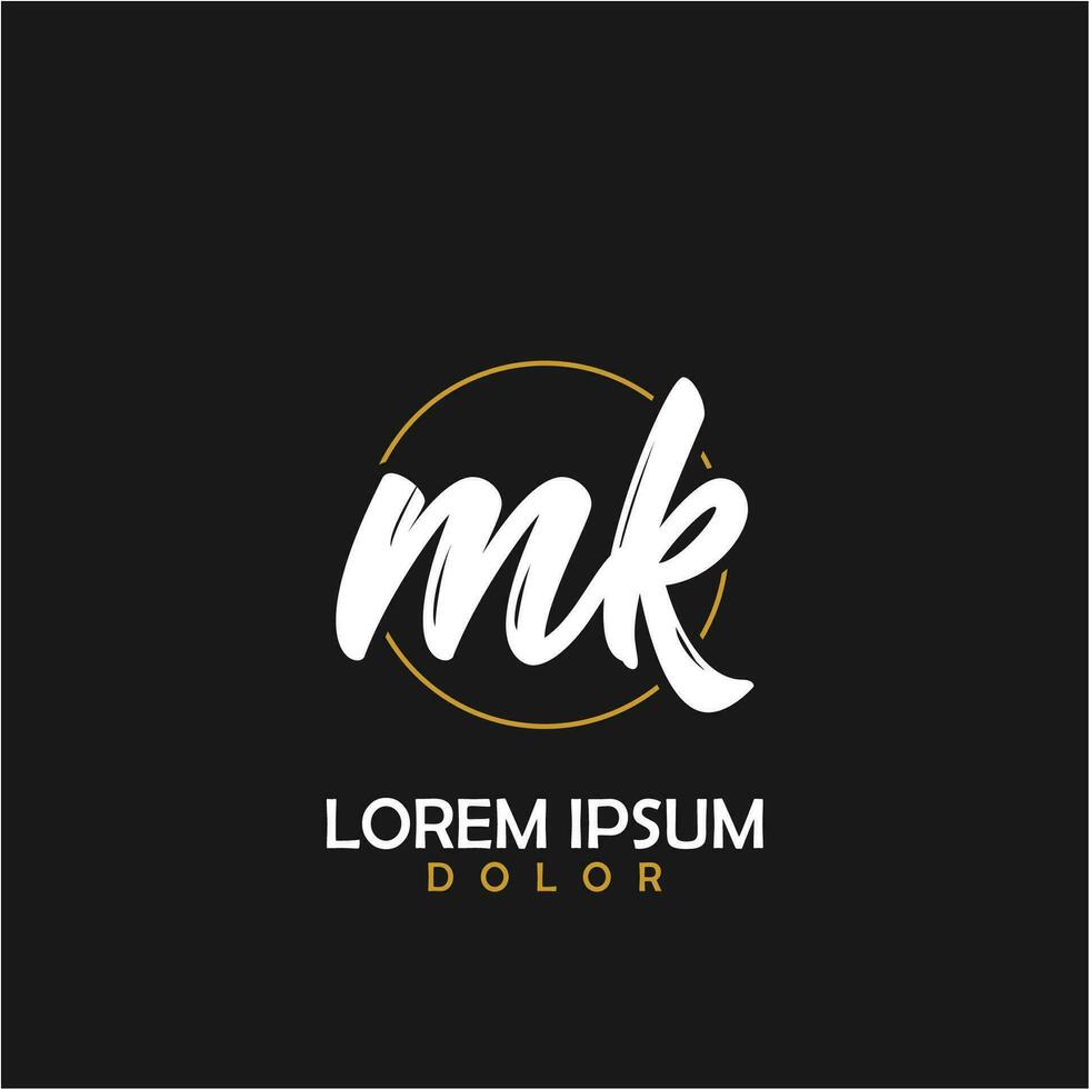 MK Initial Brush In Circle Frame Template Design vector