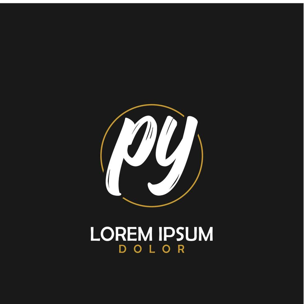 PY Initial Brush In Circle Frame Template Design vector