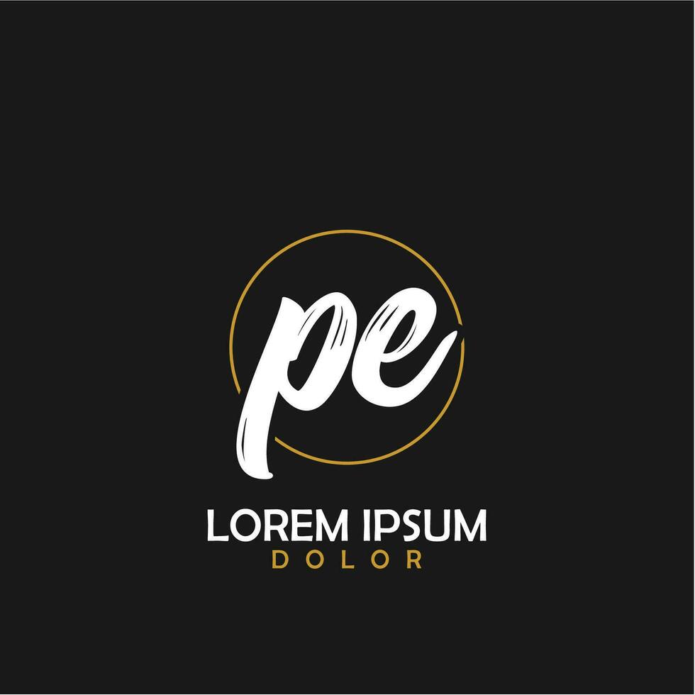 PE Initial Brush In Circle Frame Template Design vector