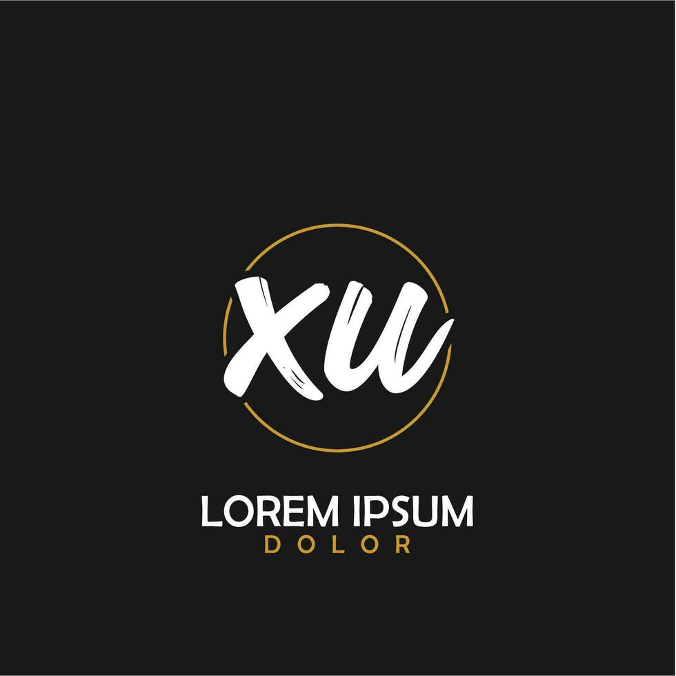 XU Initial Brush In Circle Frame Template Design vector
