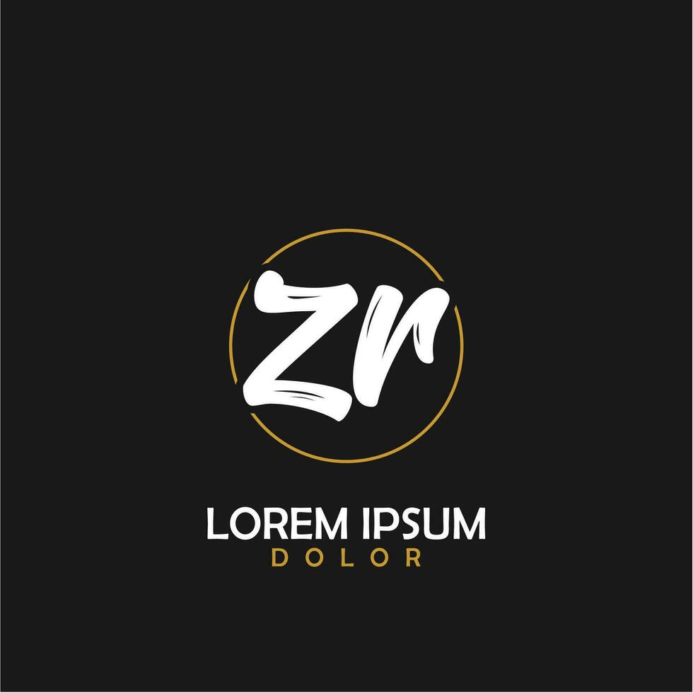 ZR Initial Brush In Circle Frame Template Design vector