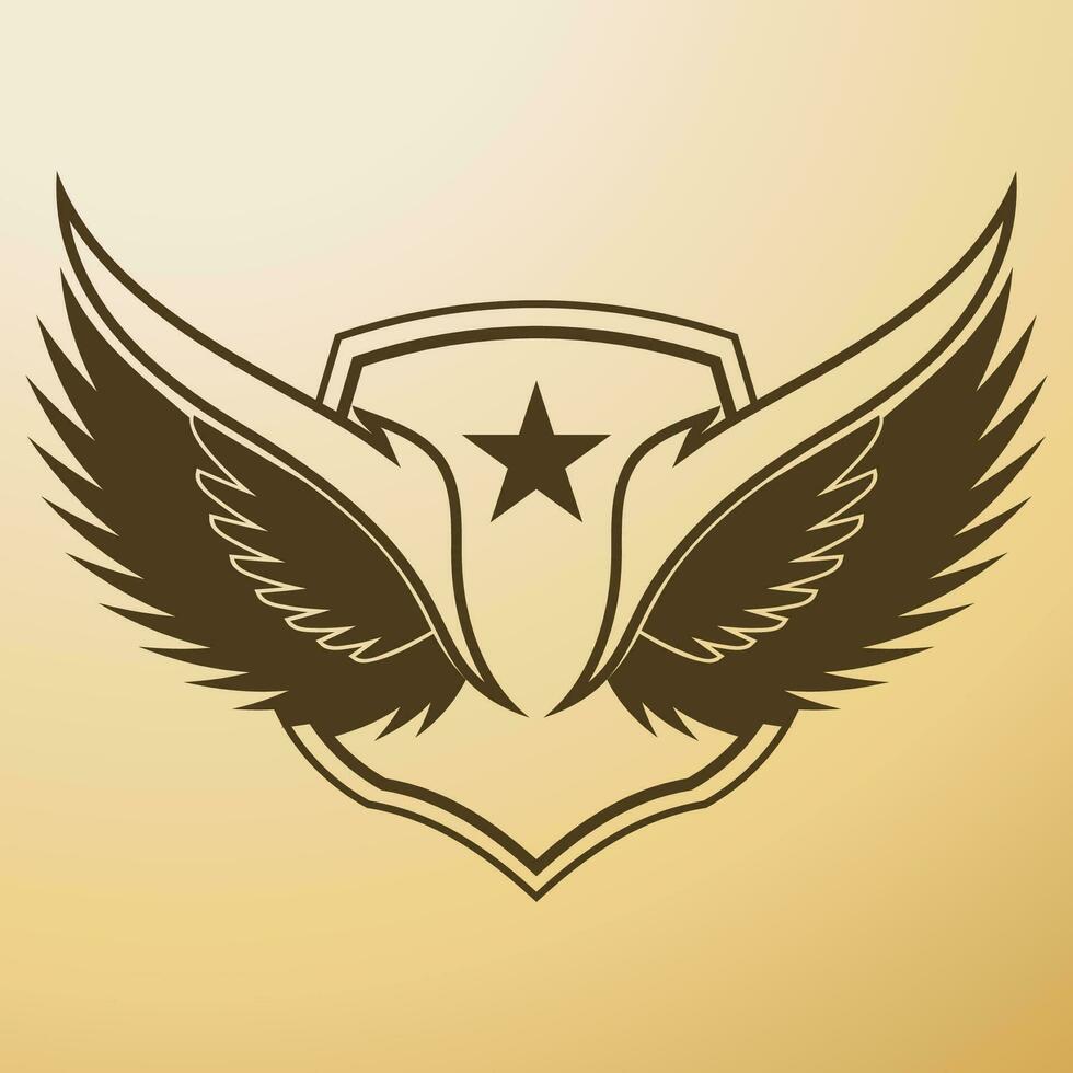 Bird wing shield logo vector