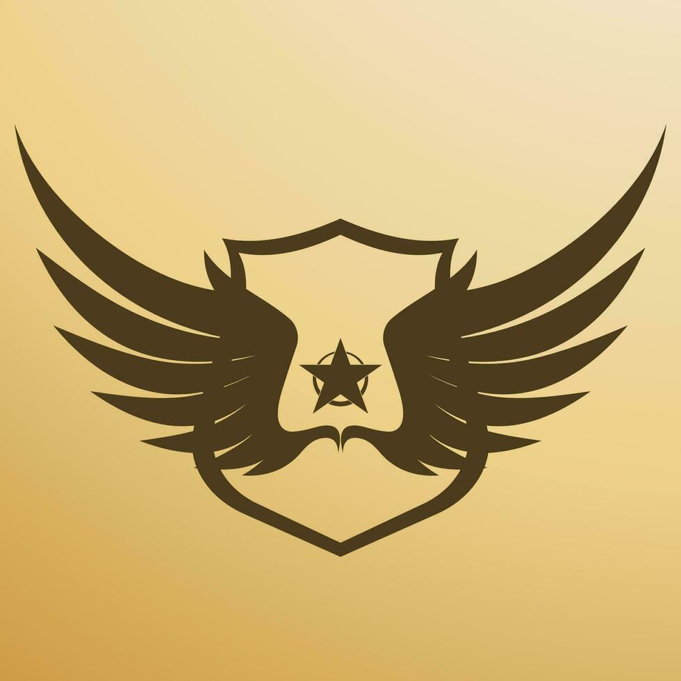 Bird wing shield logo vector