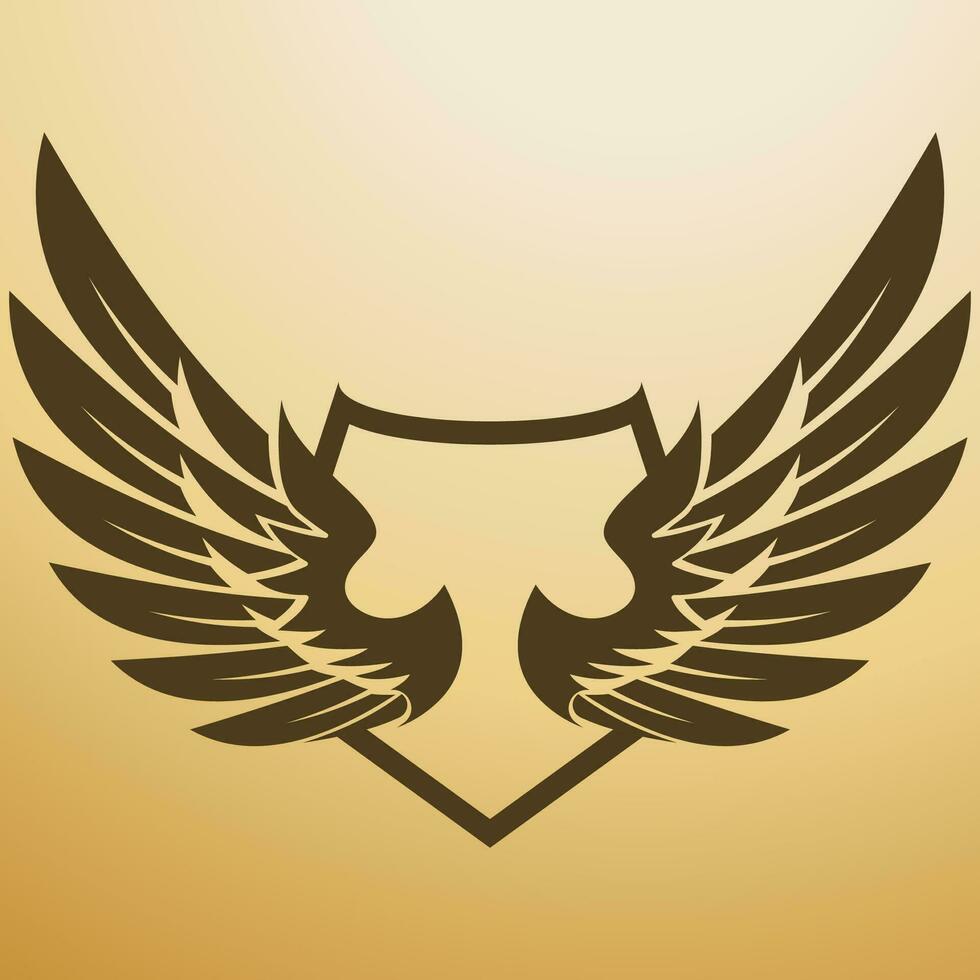 Bird wing shield logo vector