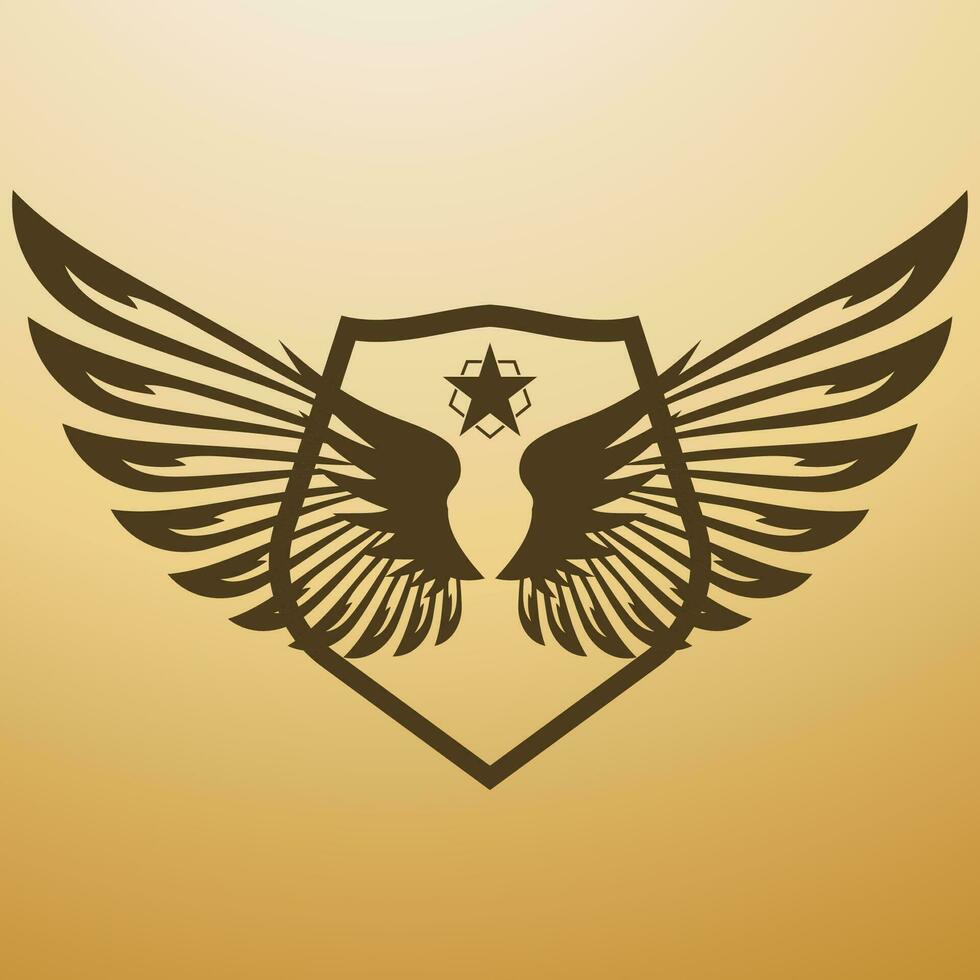 Bird wing shield logo vector