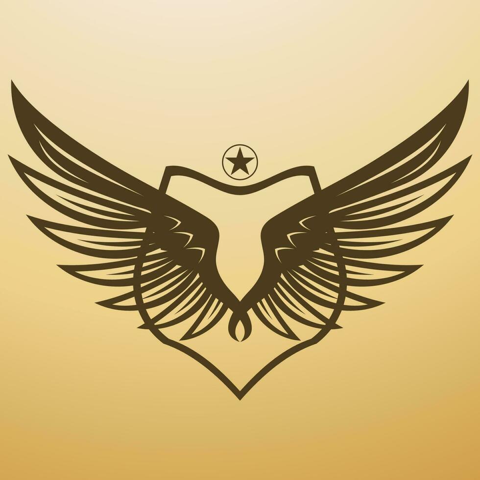 Bird wing shield logo vector