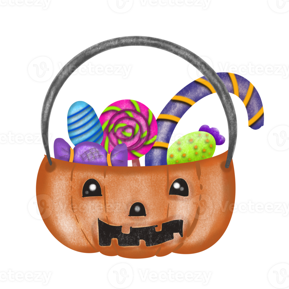 Pumpkin for trick or treat, Halloween illustration, PNG. png
