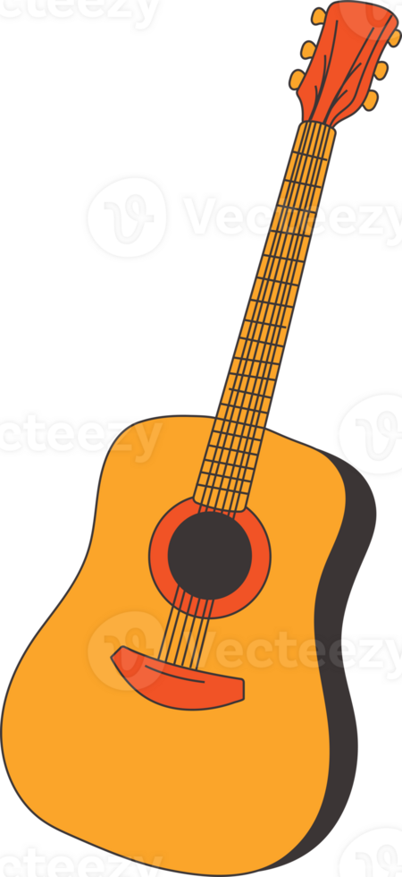 retro acústico guitarra aislado en blanco antecedentes png