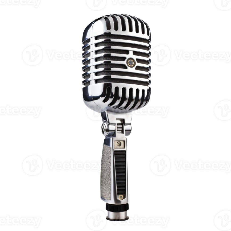 Old microphone isolated on white background. png