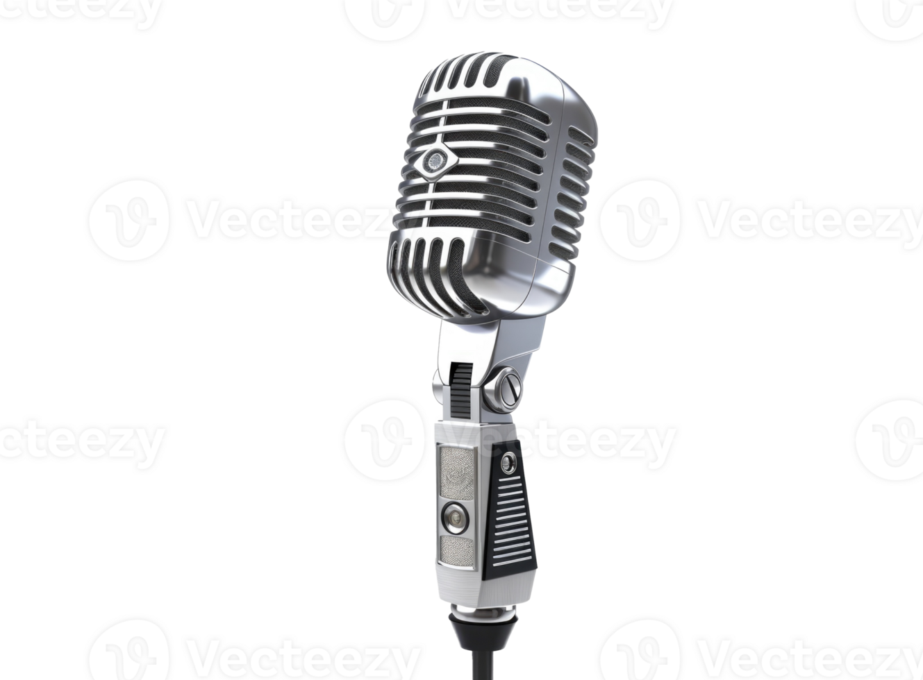 Old microphone isolated on white background. png