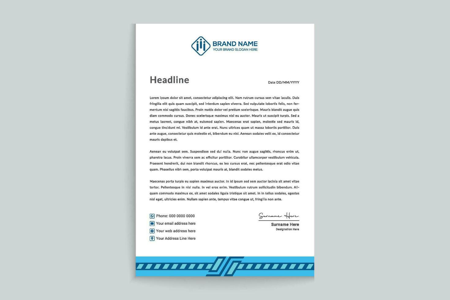 Blue elegant corporate letterhead design vector