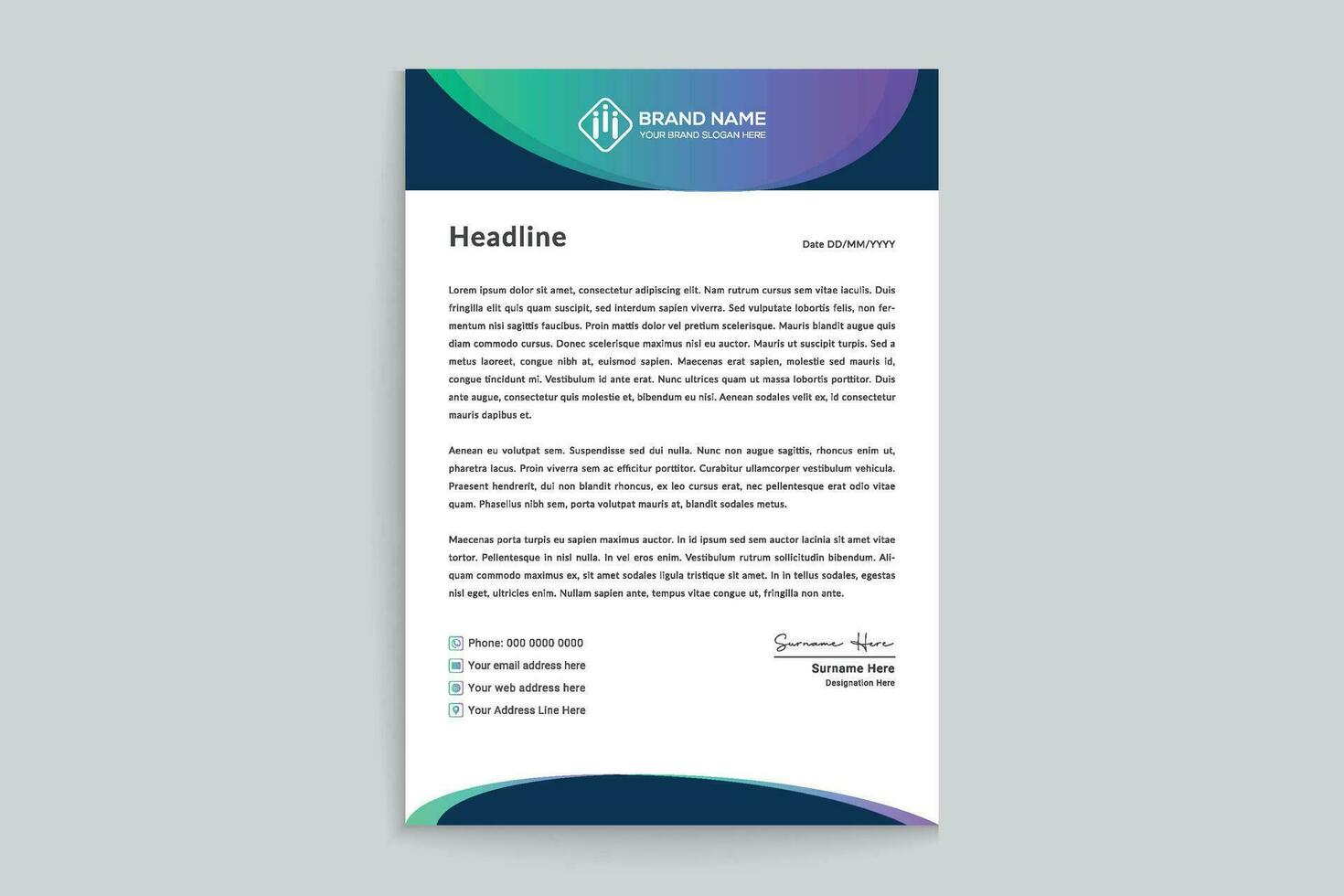 Clean style modern letterhead template vector