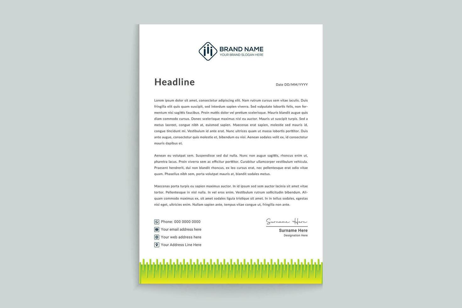 Corporate   green color letterhead design vector