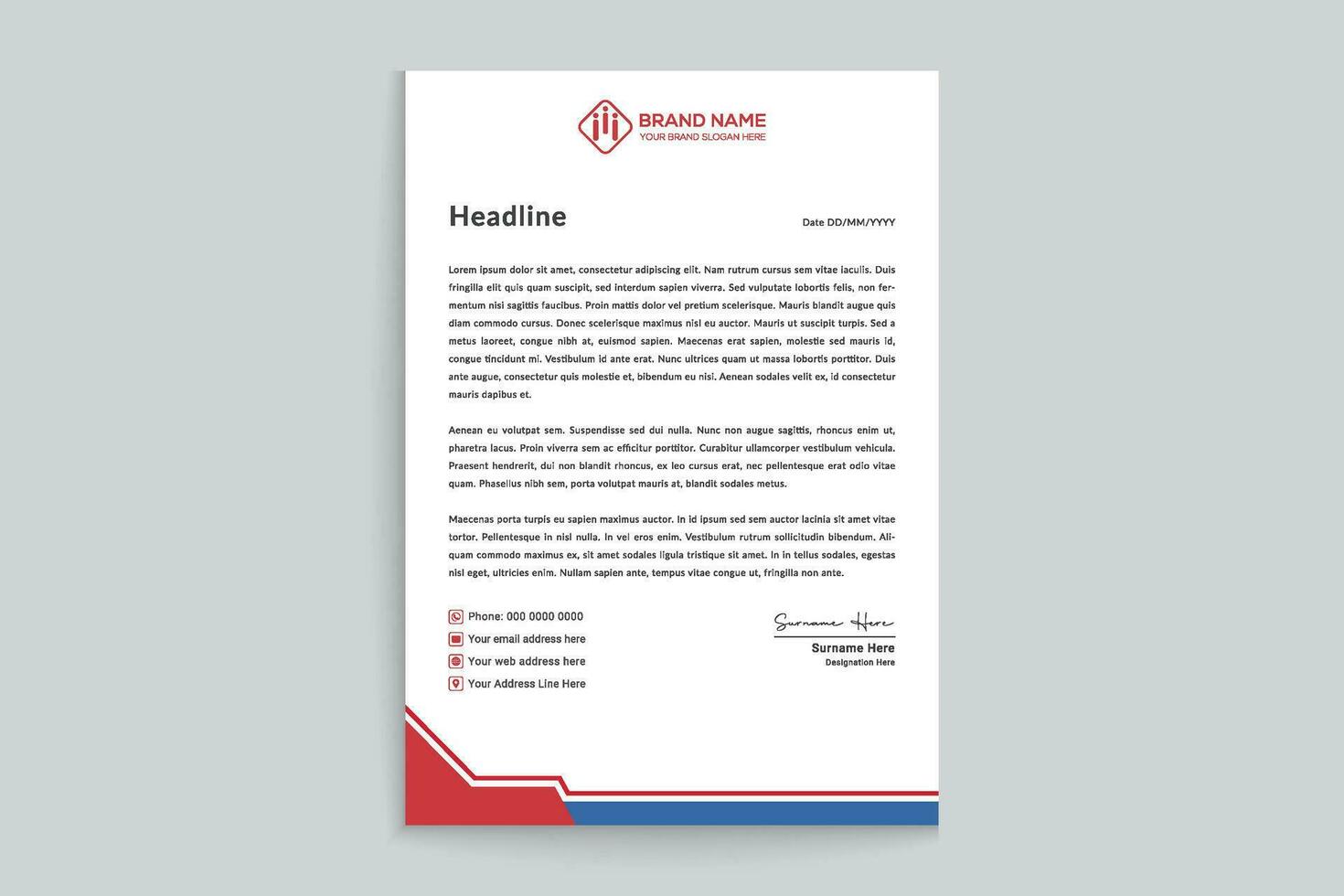 Red  color letterhead design vector