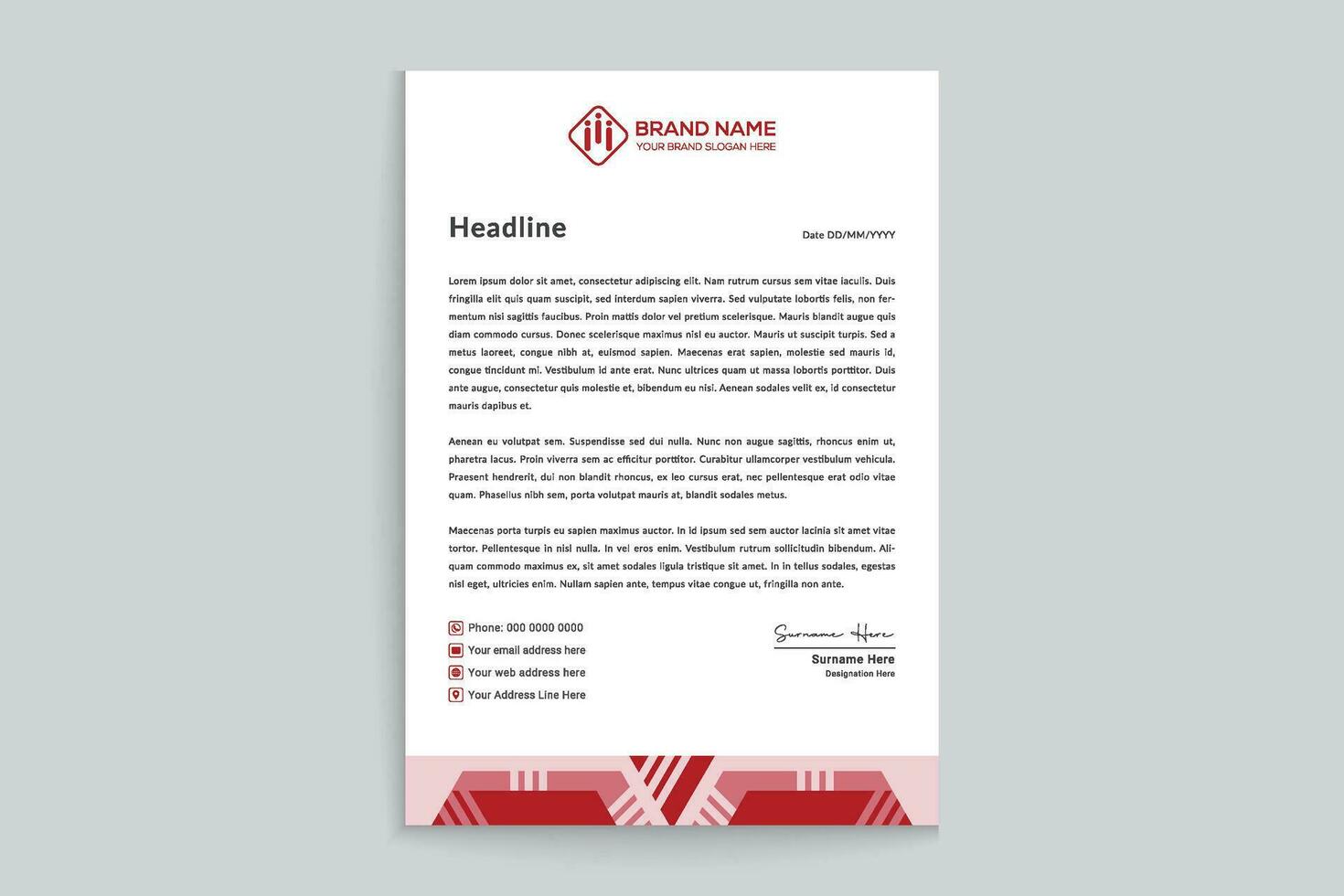 Red  color letterhead design vector