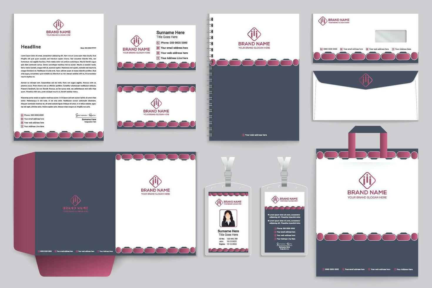 Professional stationery mockup template design vector
