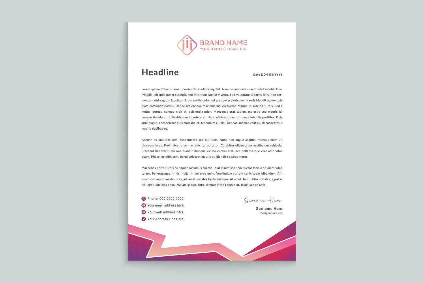 Gradient  color  letterhead template vector