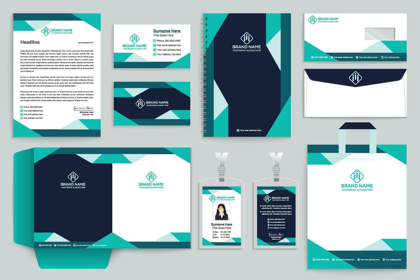 Professional stationery mockup template design vector
