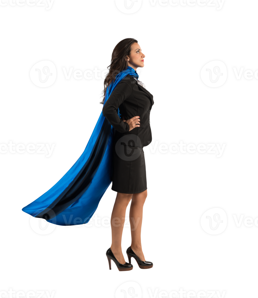 businesswoman with a cloak acts like a super hero png