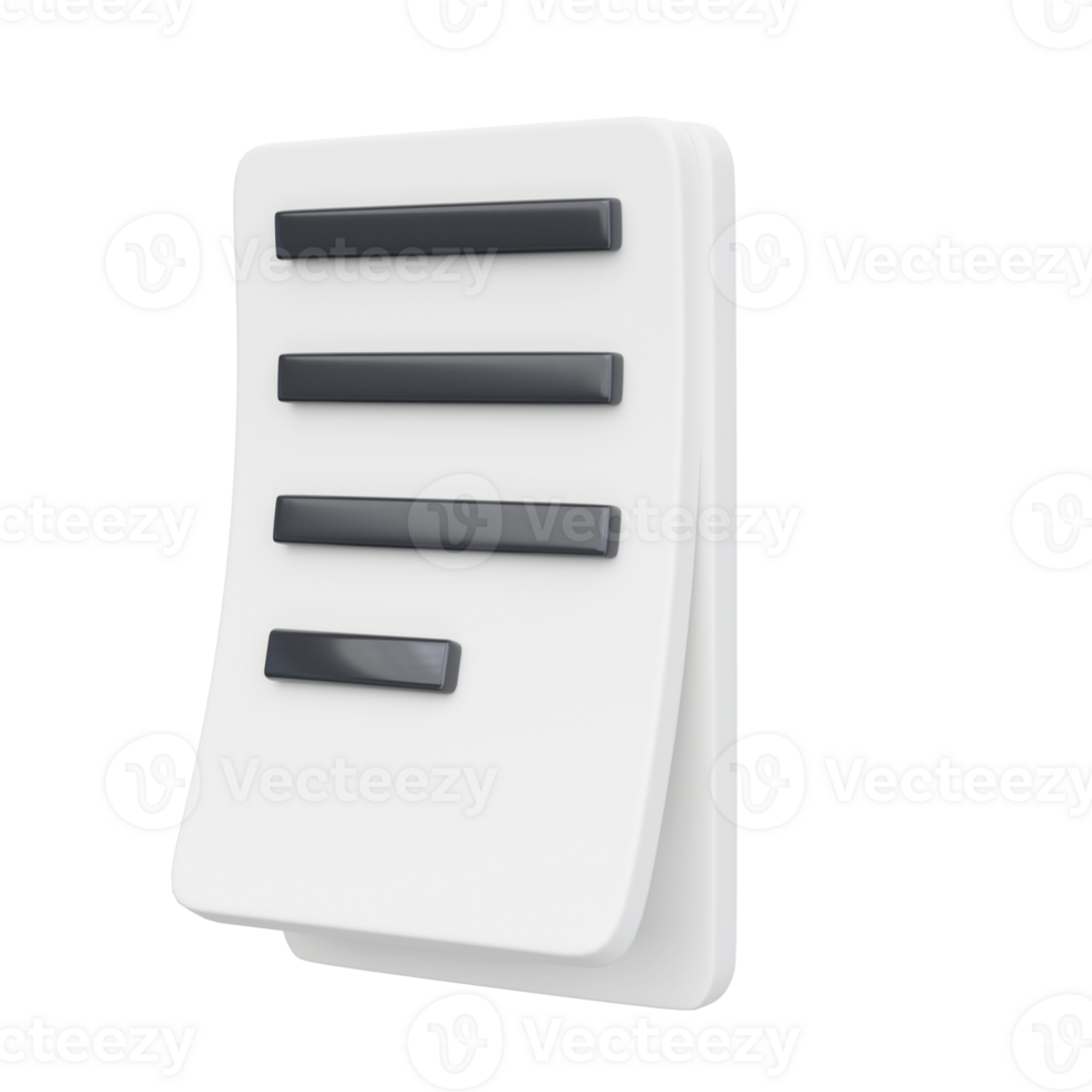 3d vit ark av papper dokumentera kontor med stroke logotyp ikon. förvaltning effektiv arbete på projekt planen begrepp, uppdrag och examen, arbete lösning framställa illustration. isolerat transparent png