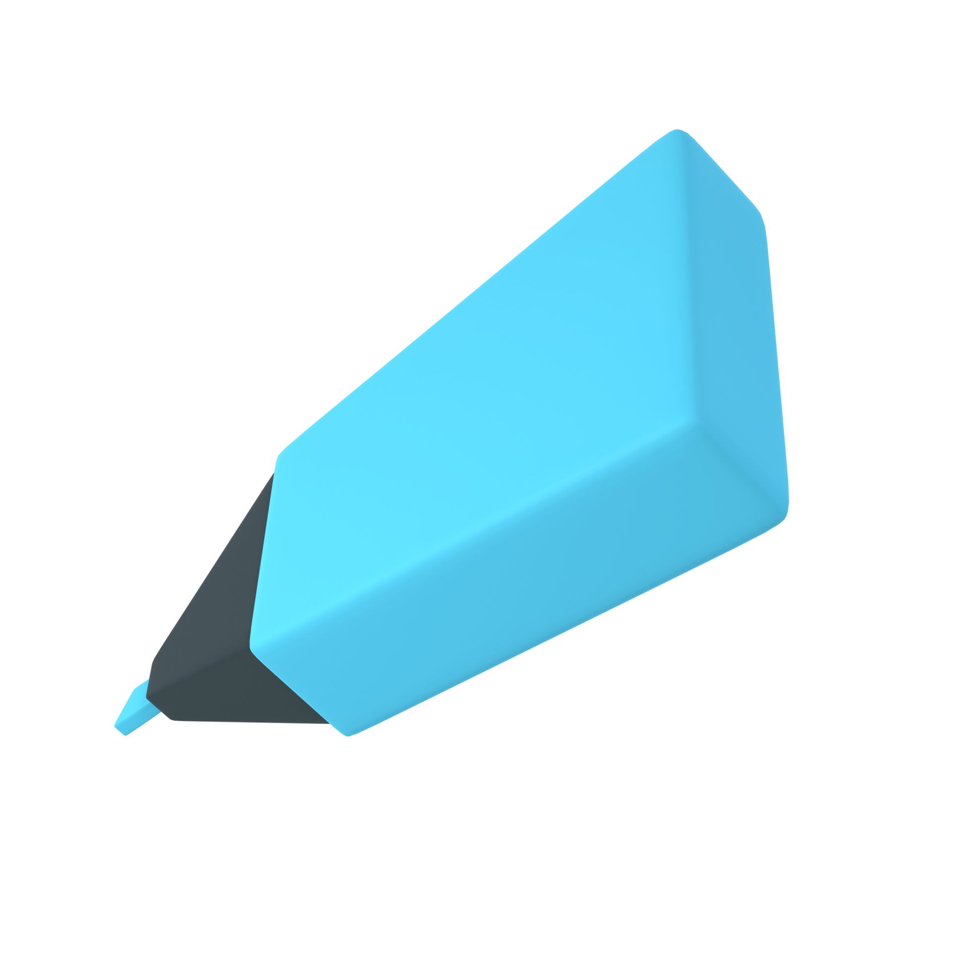 3d blue highlighter marker icon for school office. Stationery important