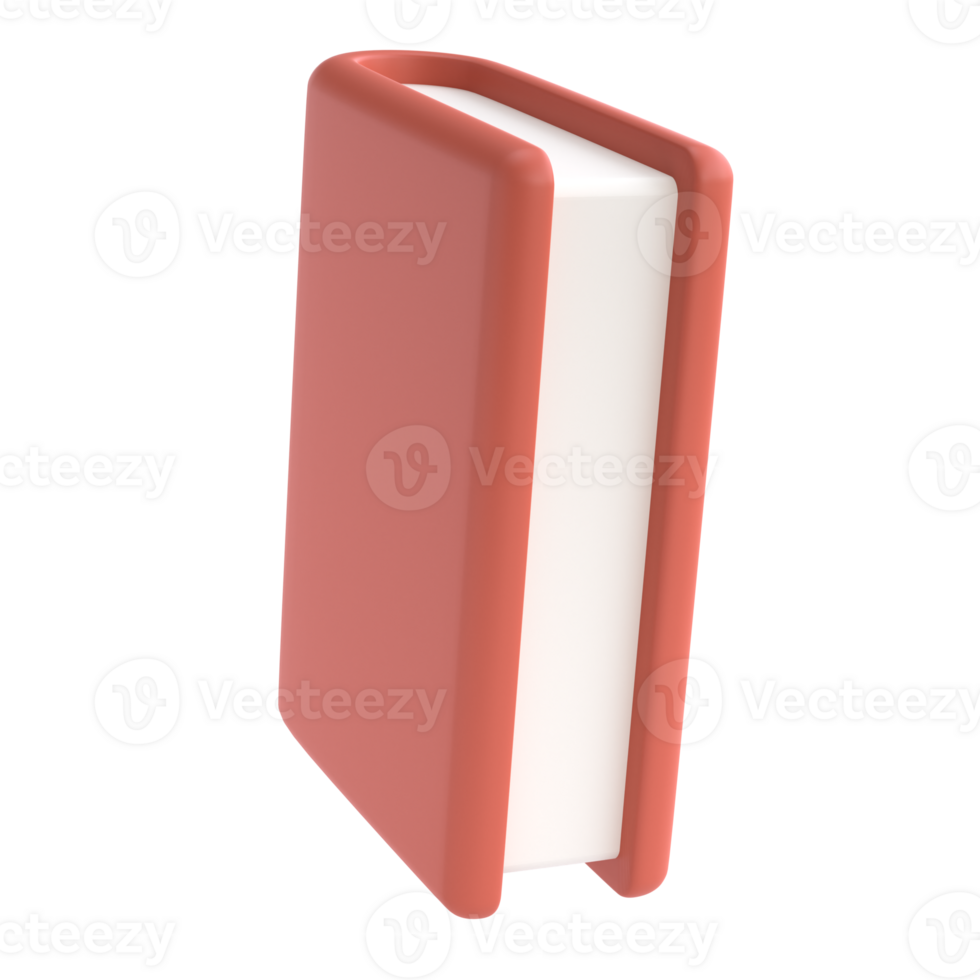 3d red cute empty notepad book stationery for school isolated with transparent png. Simple render illustration. Design element for posters, banners, calendar png