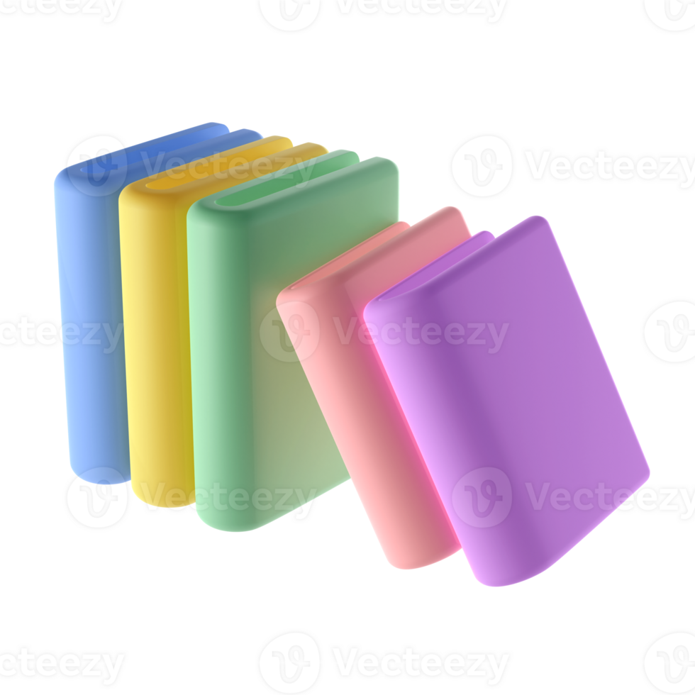 3D Stack of Closed Book Icon Isolated with clipping path. Render Educational or Business Literature. Reading Education, E-book, Literature, Encyclopedia, Textbook Illustration png