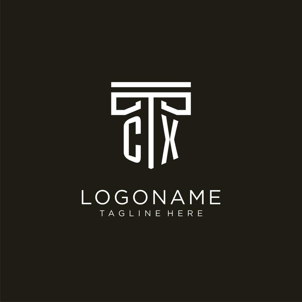 CX initial logo with geometric pillar style design vector
