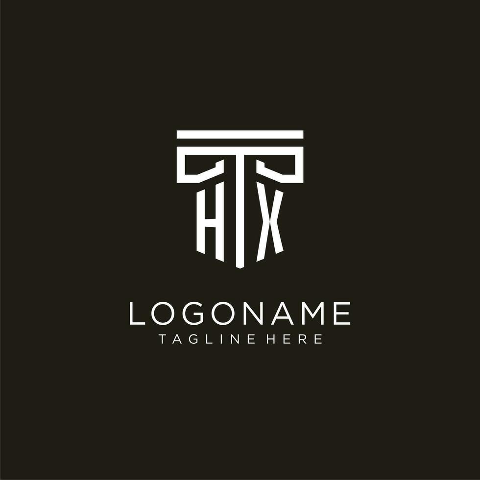 HX initial logo with geometric pillar style design vector