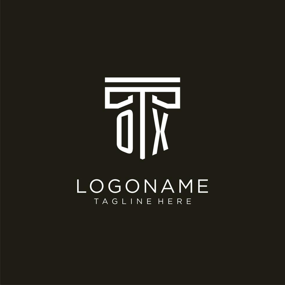 OX initial logo with geometric pillar style design vector