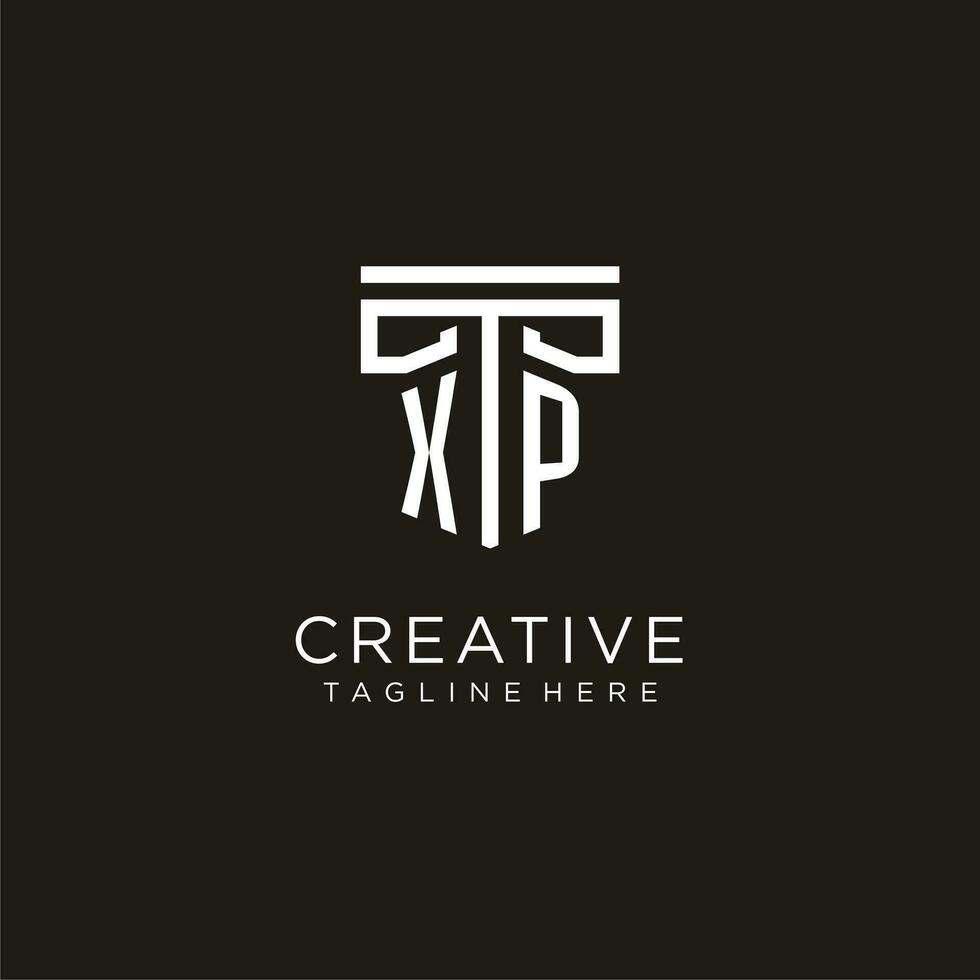 XP initial logo with geometric pillar style design vector