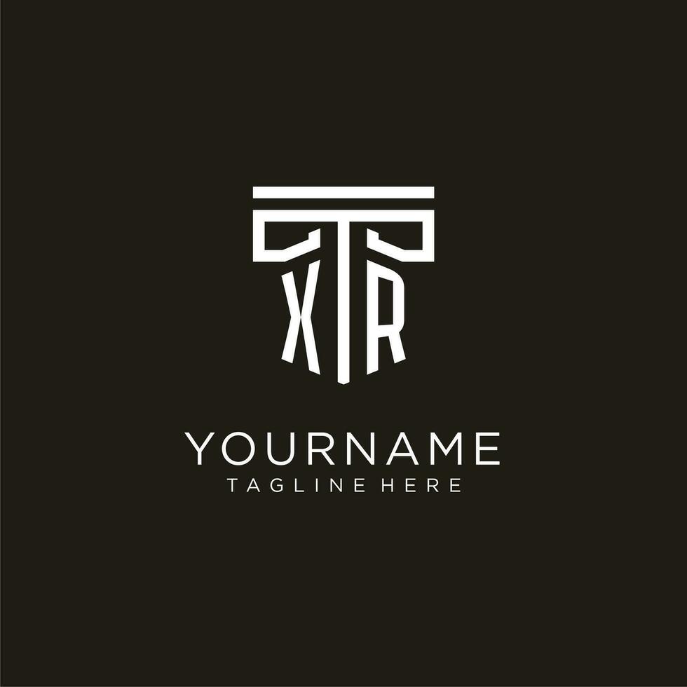 XR initial logo with geometric pillar style design vector