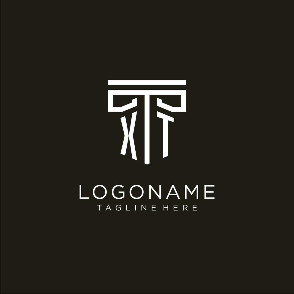 XT initial logo with geometric pillar style design vector